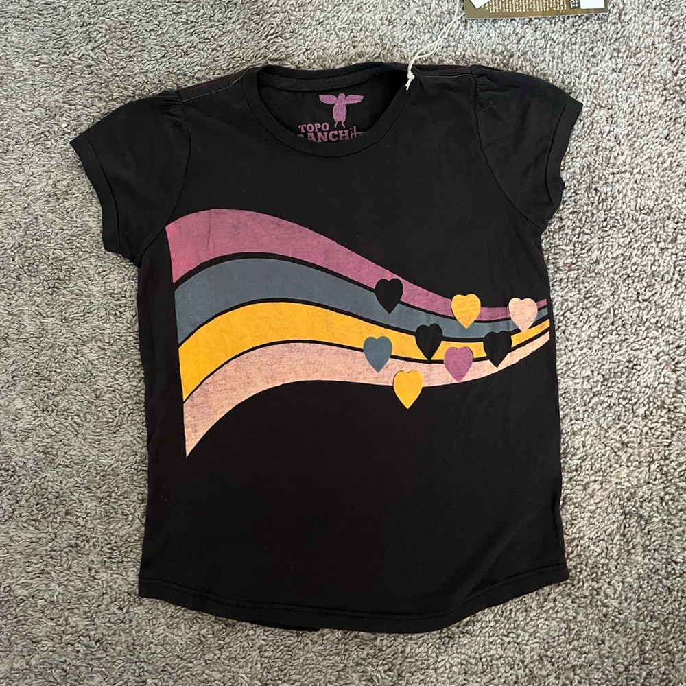 Topo Ranchito Girls Heart Shirt Size 6 Charcoal Lightweight Made In USA